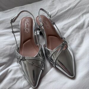 New Look Metallic Silver Slingback Heels